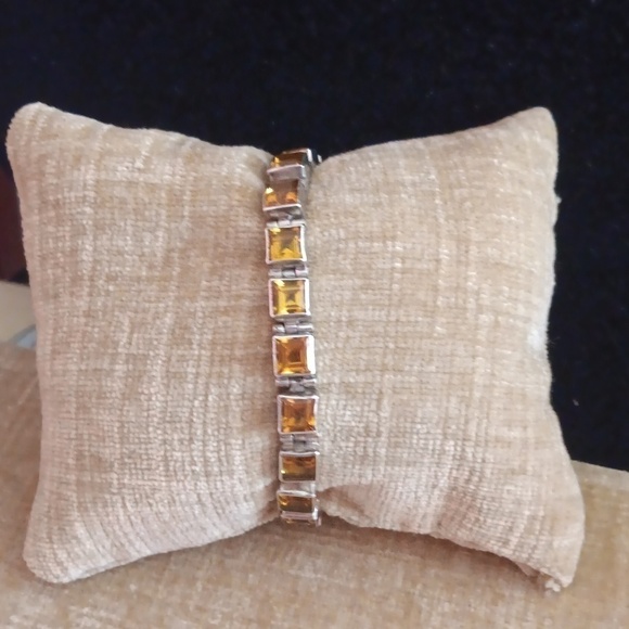 925 Silver Citrine Faceted Bracelet - Picture 1 of 10